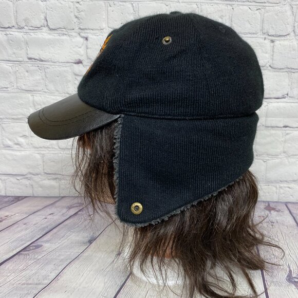 Harley Davidson Motorcycles Hat Cap Black with Earflaps Fit Small Size Heads - Picture 2 of 12
